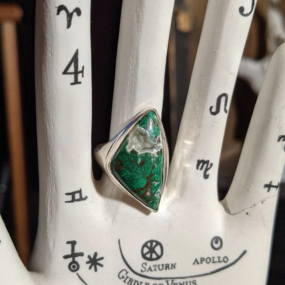 Jasper/Chrysoprase Silver Ring size 8.5